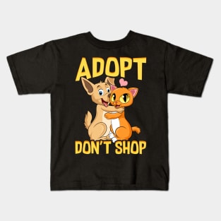 Adopt Don't Shop Cute Cat & Dog Rescue Adoption Kids T-Shirt